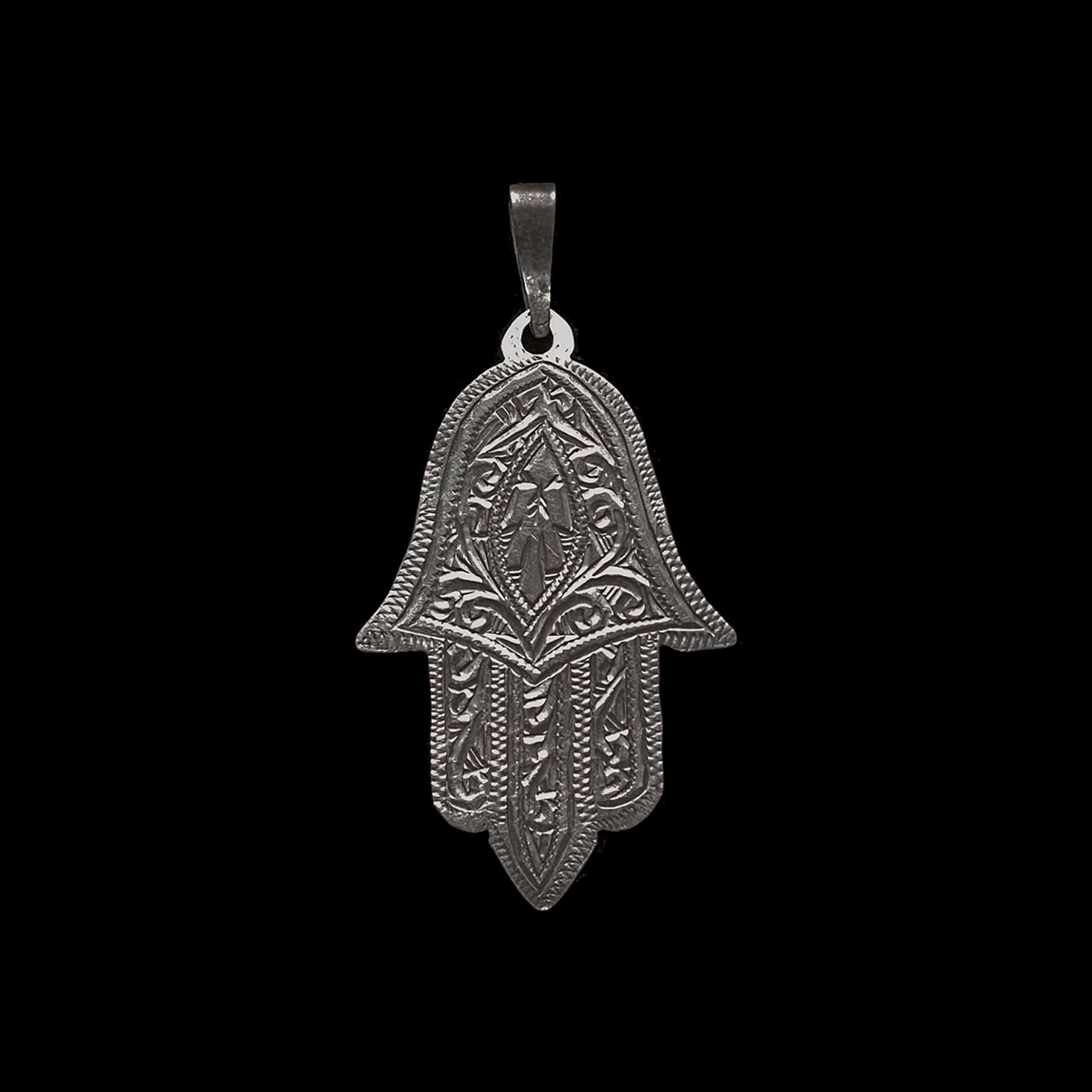 Vintage Moroccan Silver 'Hand of Fatima' Khamsa (Hamsa) Pendant, Essaouira