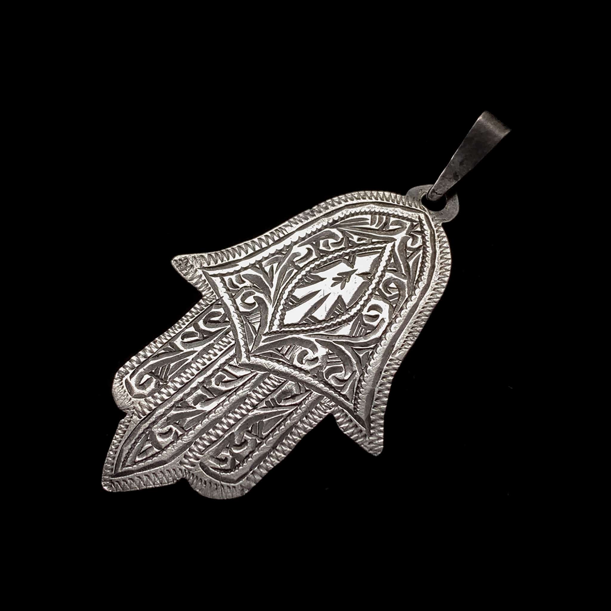 Vintage Moroccan Silver 'Hand of Fatima' Khamsa (Hamsa) Pendant, Essaouira