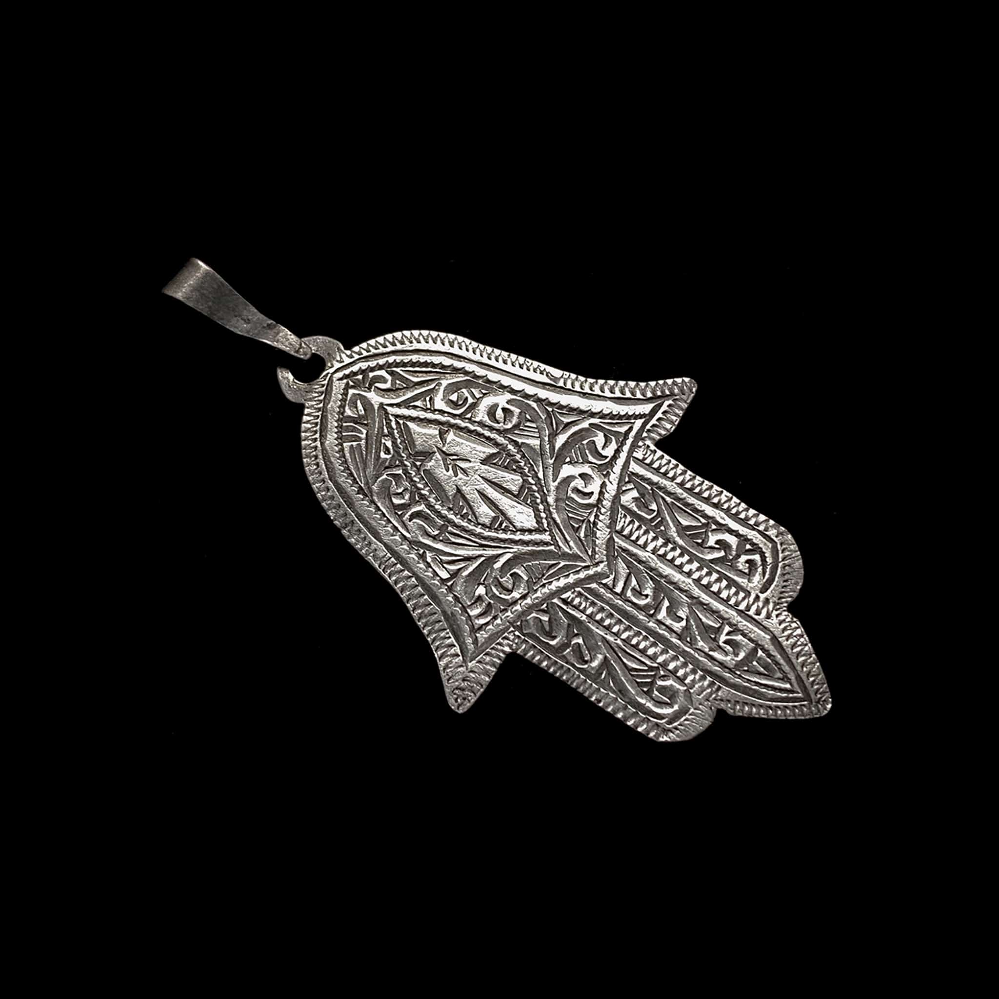 Vintage Moroccan Silver 'Hand of Fatima' Khamsa (Hamsa) Pendant, Essaouira