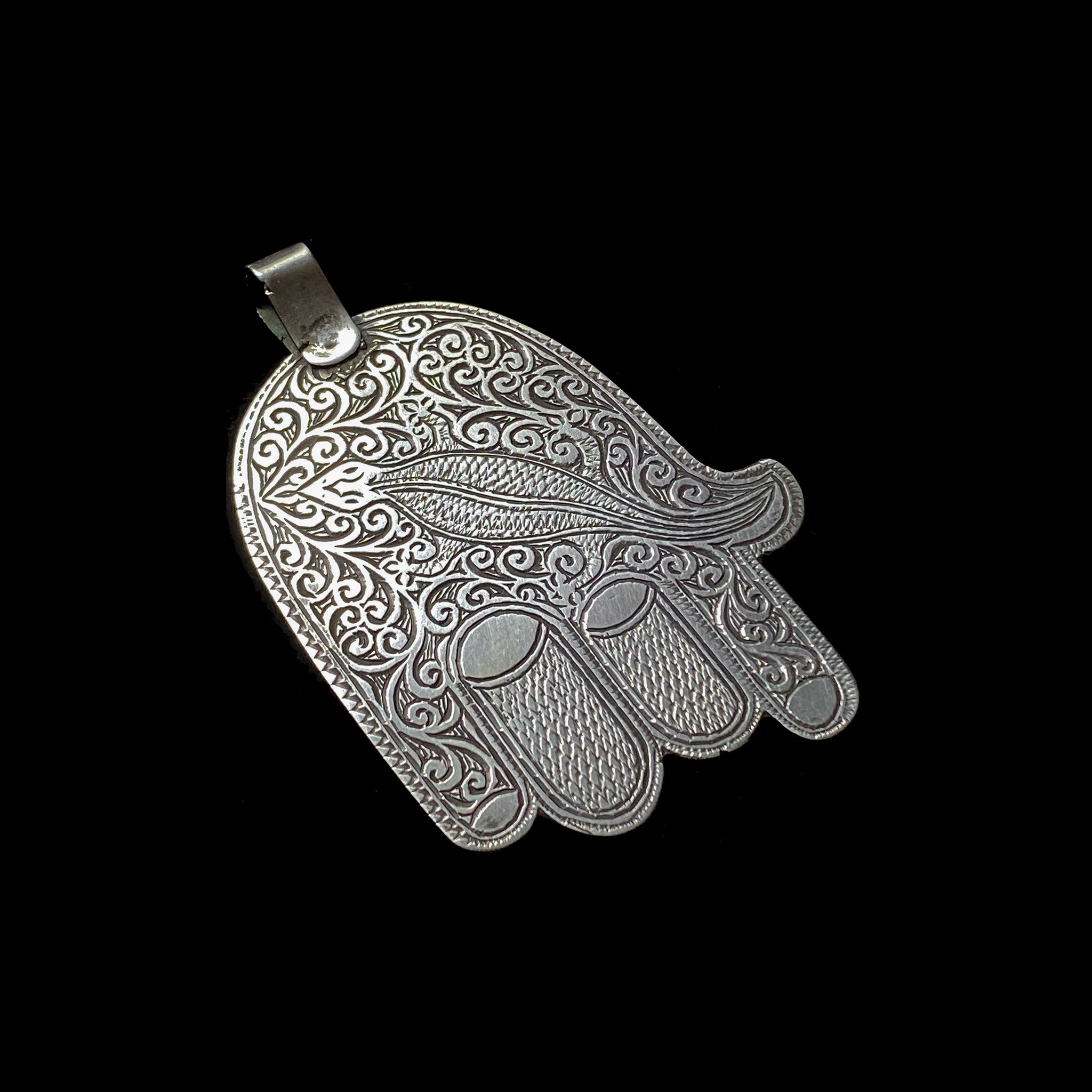 Vintage Silver Berber Hamsa with Salamander