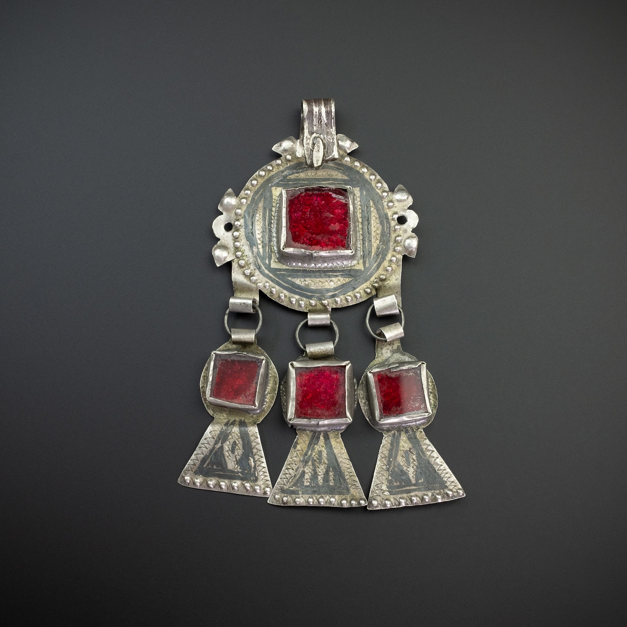 Vintage Silver Niello Pendant, Ida ou Nadif, Morocco