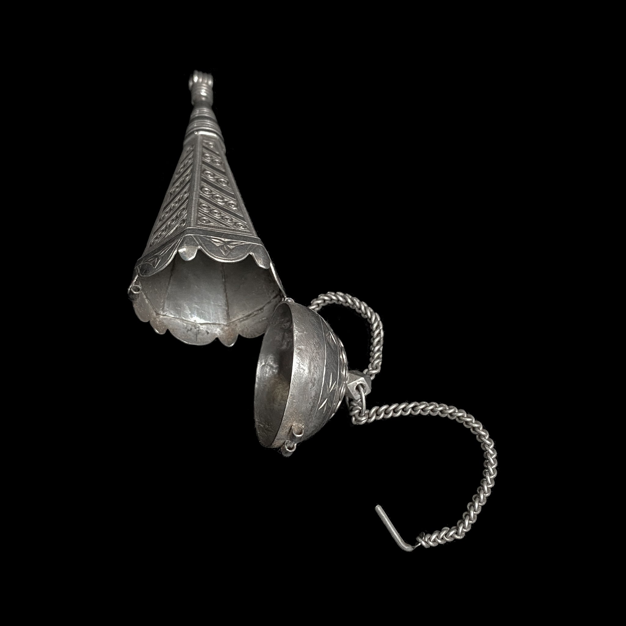 Antique Moroccan Silver Perfume Pendant