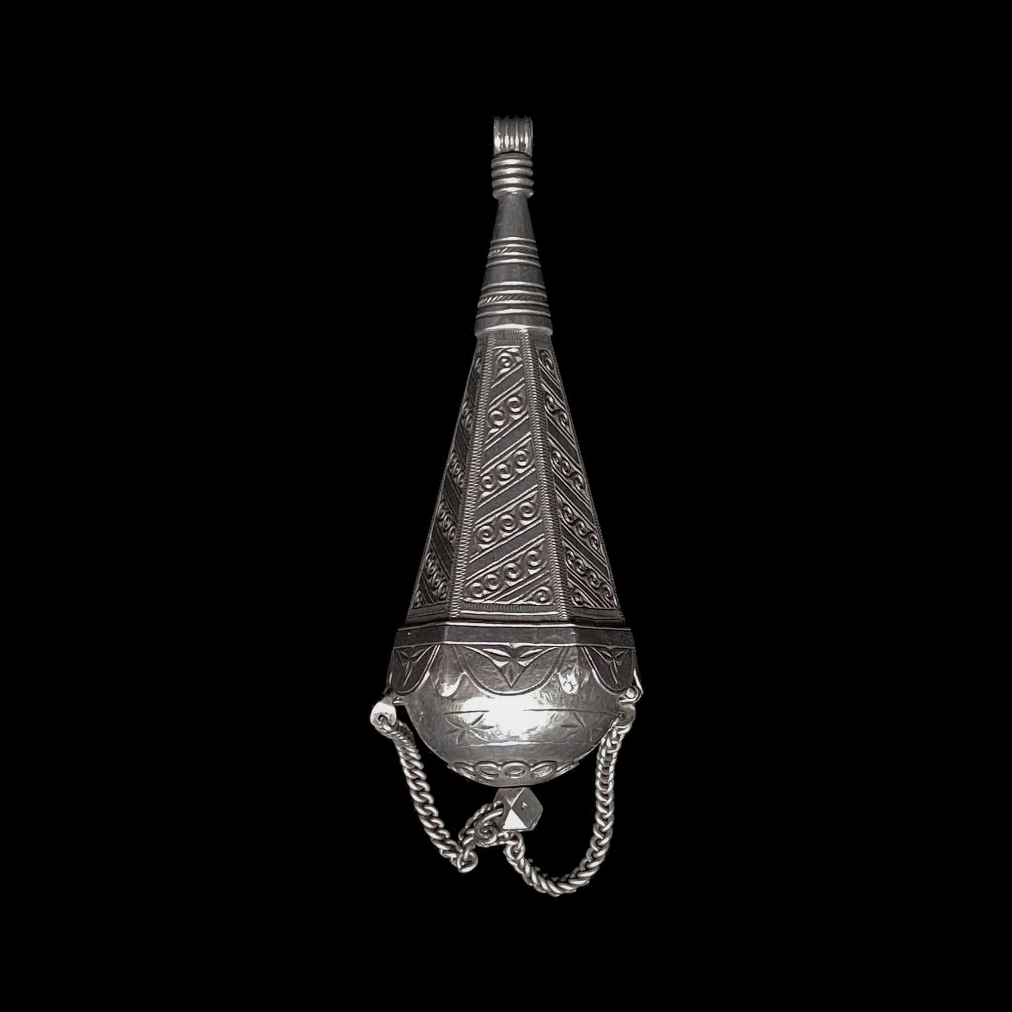 Antique Moroccan Silver Perfume Pendant