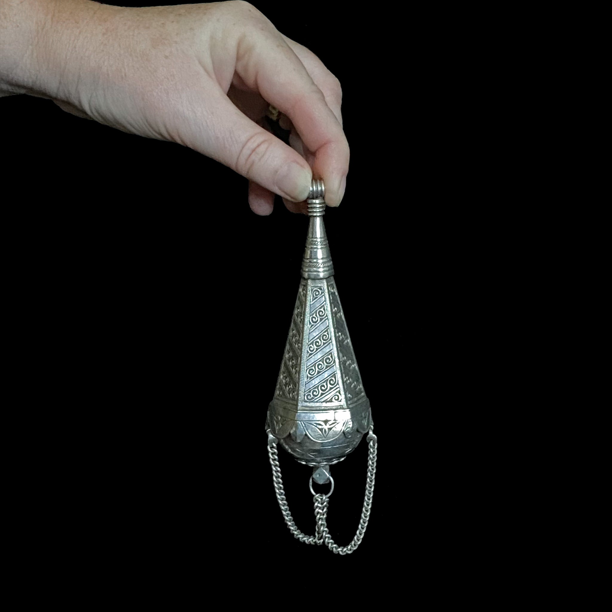 Antique Moroccan Silver Perfume Pendant