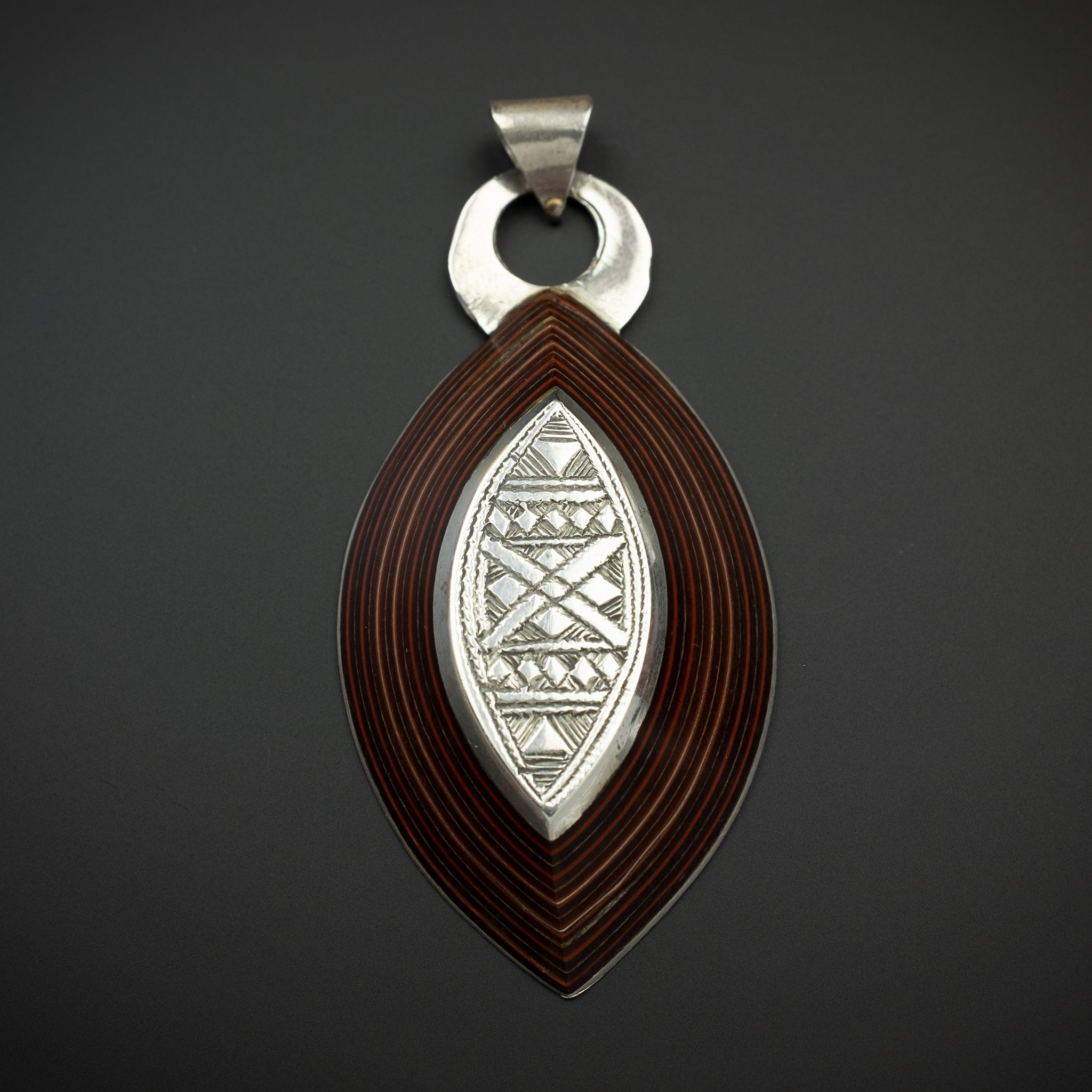 Silver and Ebony Tuareg Pendant, Mali