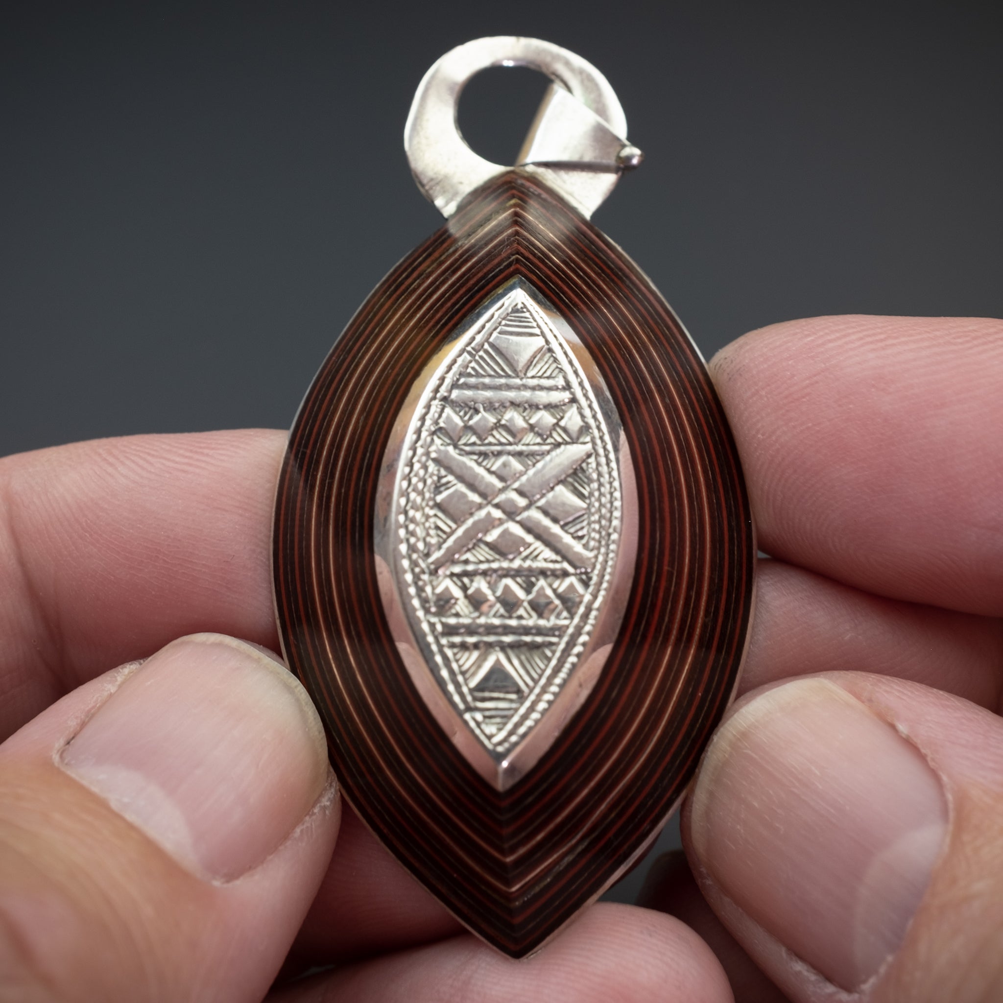 Silver and Ebony Tuareg Pendant, Mali