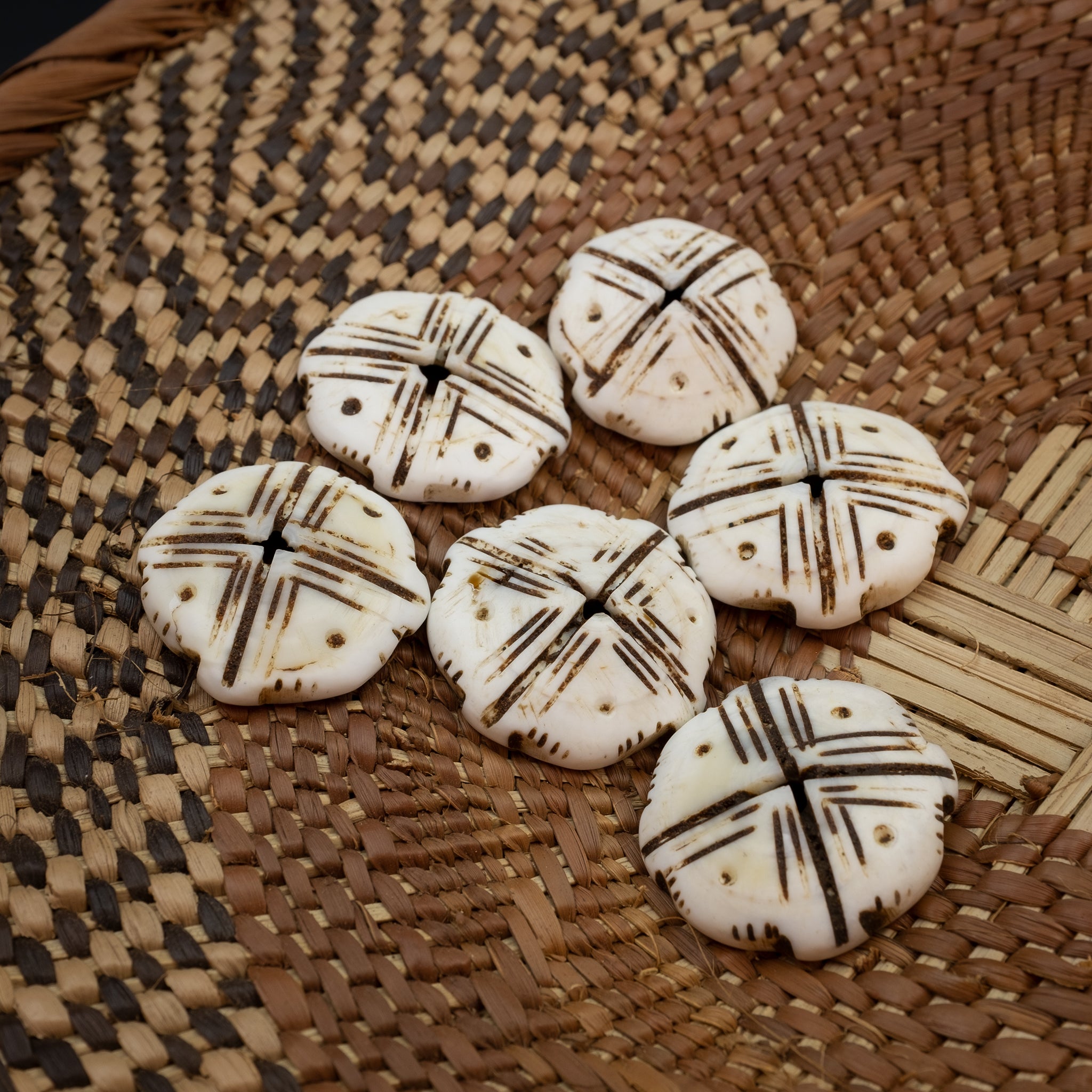Old Carved Conus Shell Beads, Mauritania