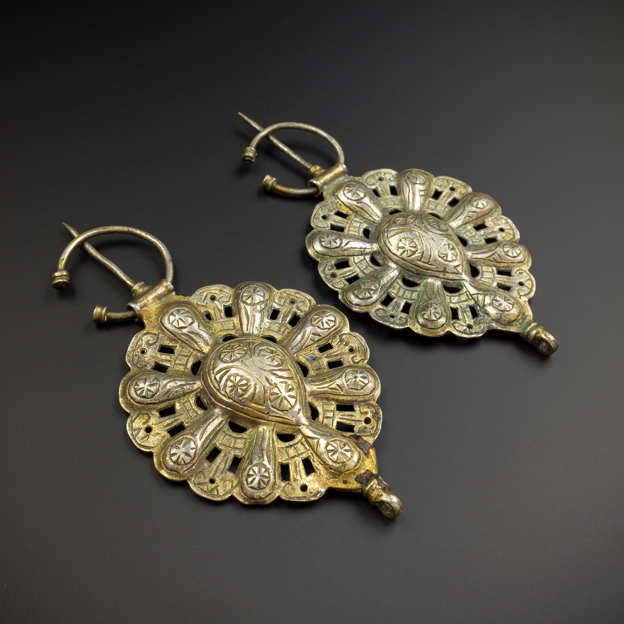 Vintage Pair of Silver Fibulae from Ouezzane, Morocco
