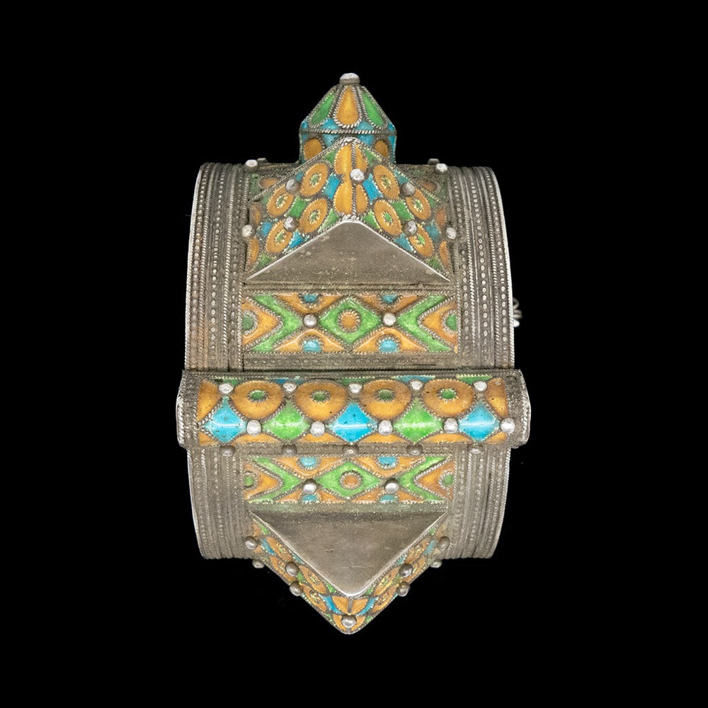 Berber Jewellery | Vintage silver enamelled bracelet from Morocco