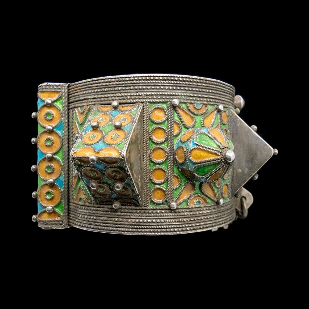 Berber Jewellery | Vintage silver enamelled bracelet from Morocco
