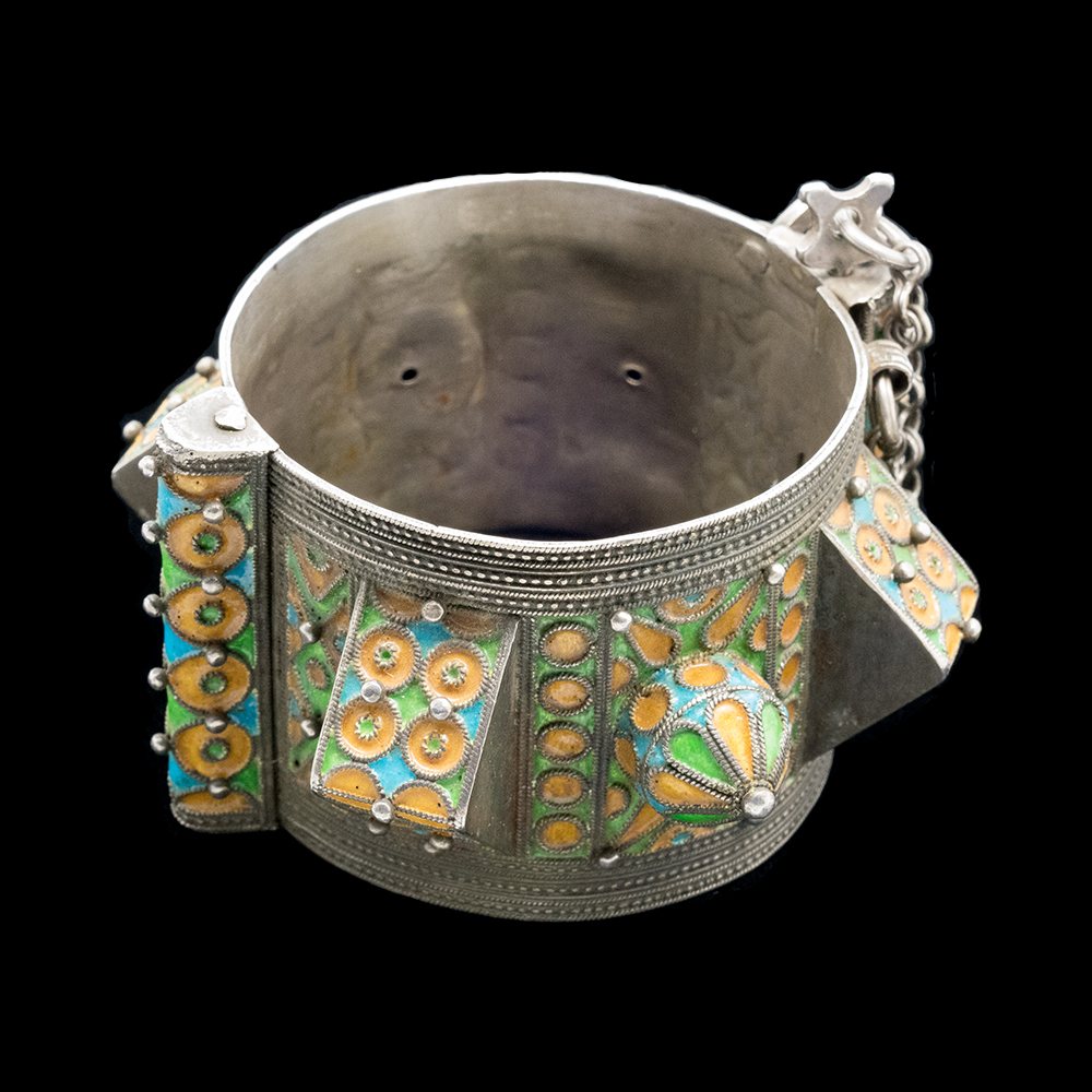Berber Jewellery | Vintage silver enamelled bracelet from Morocco