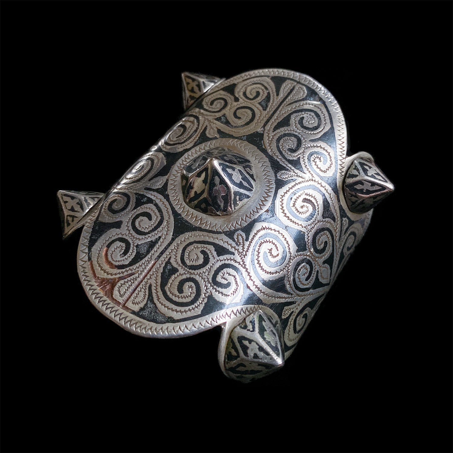 Pair of silver and enamel cuff bracelets from Tiznit
