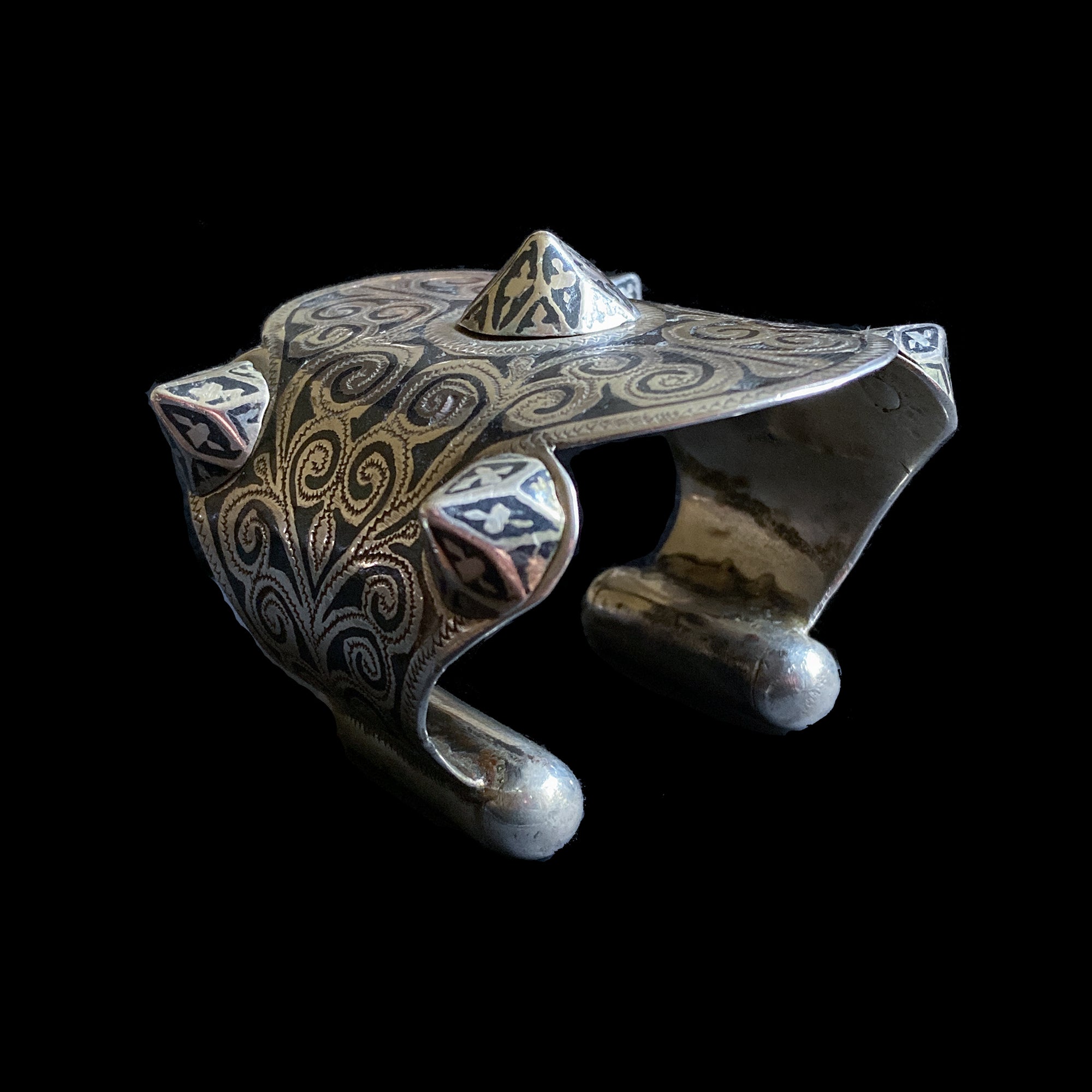 Pair of silver and enamel cuff bracelets from Tiznit