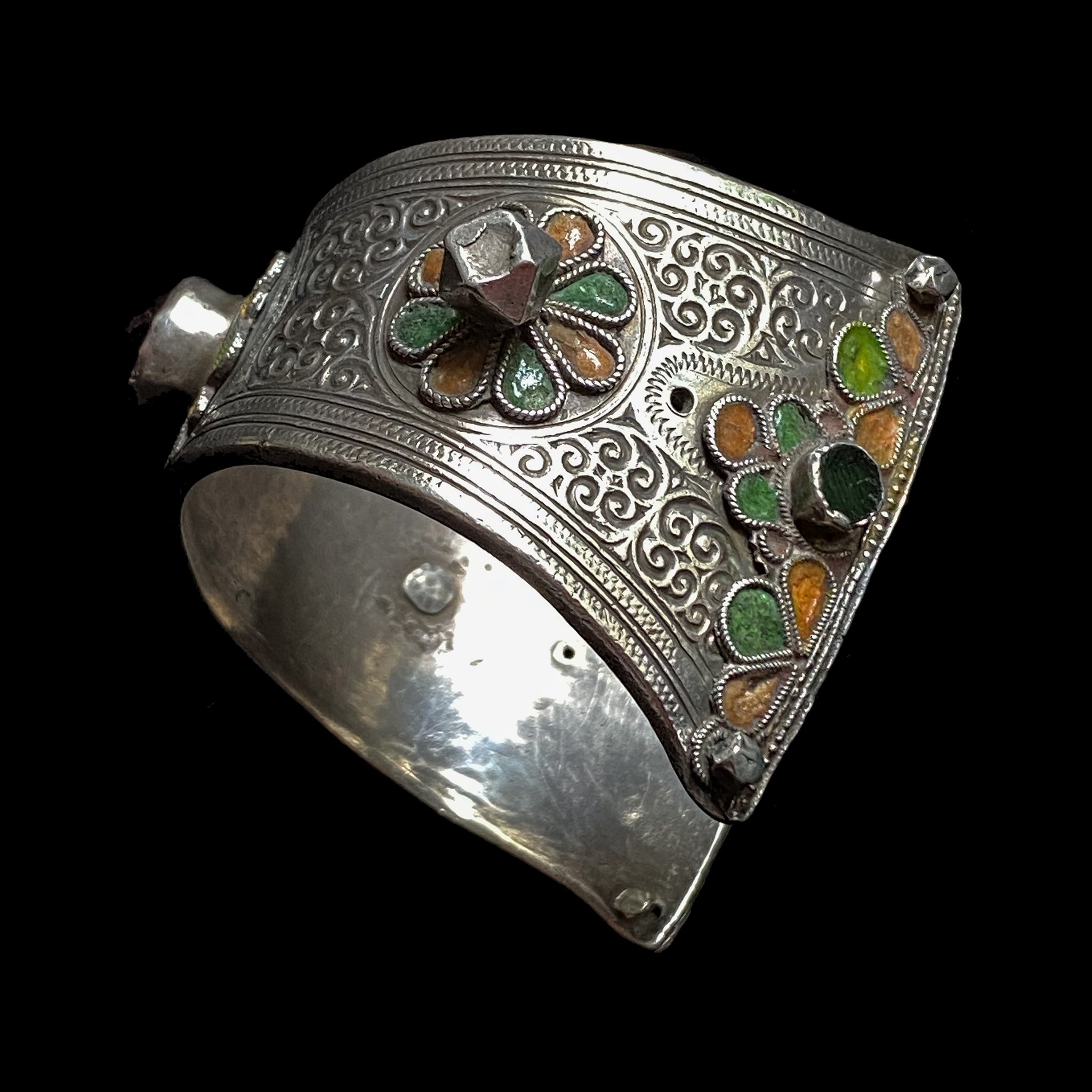 Rare Antique Silver Cuff Bracelet from the Aït Baha region of Morocco