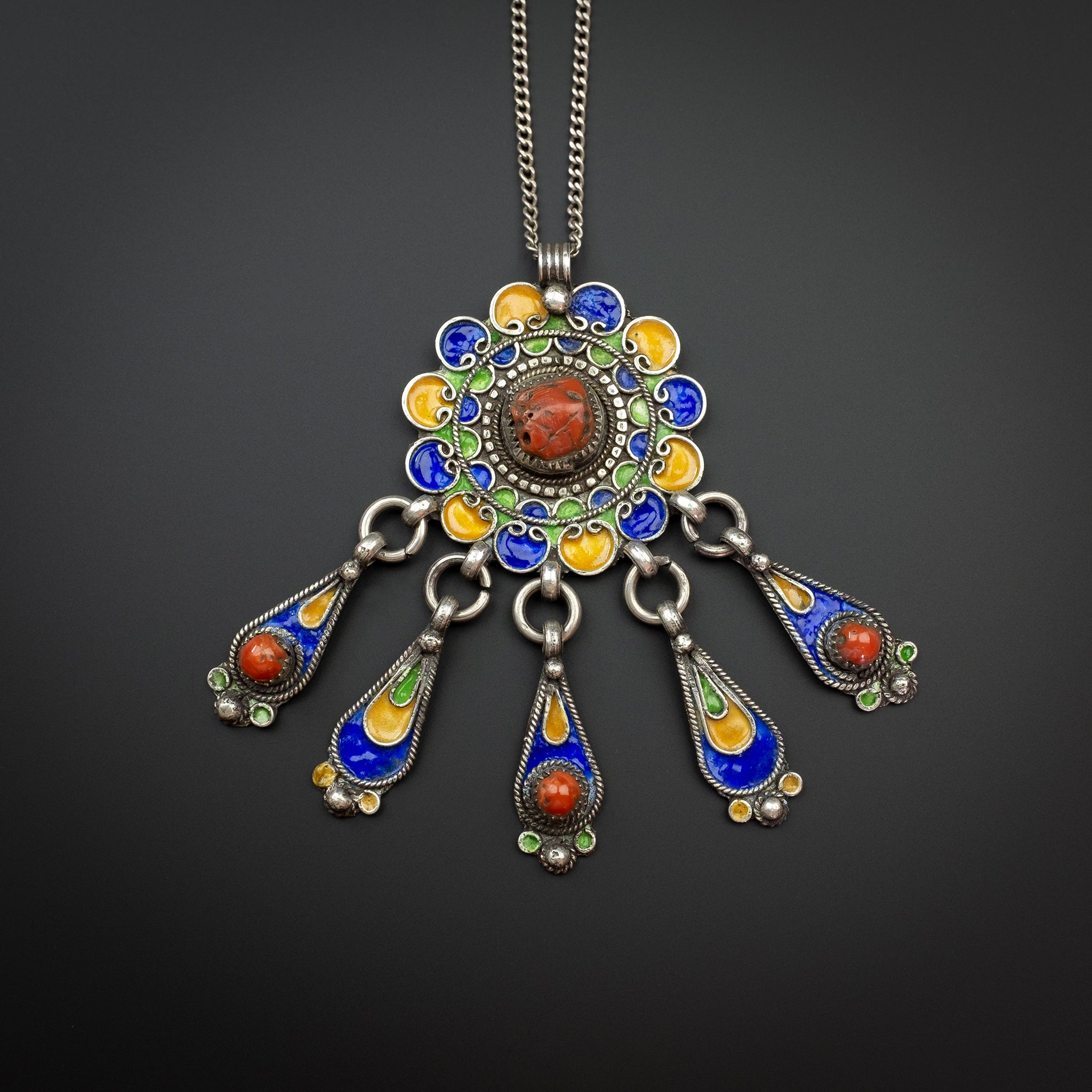 Silver Enamelled Pendant, Tiznit, Morocco