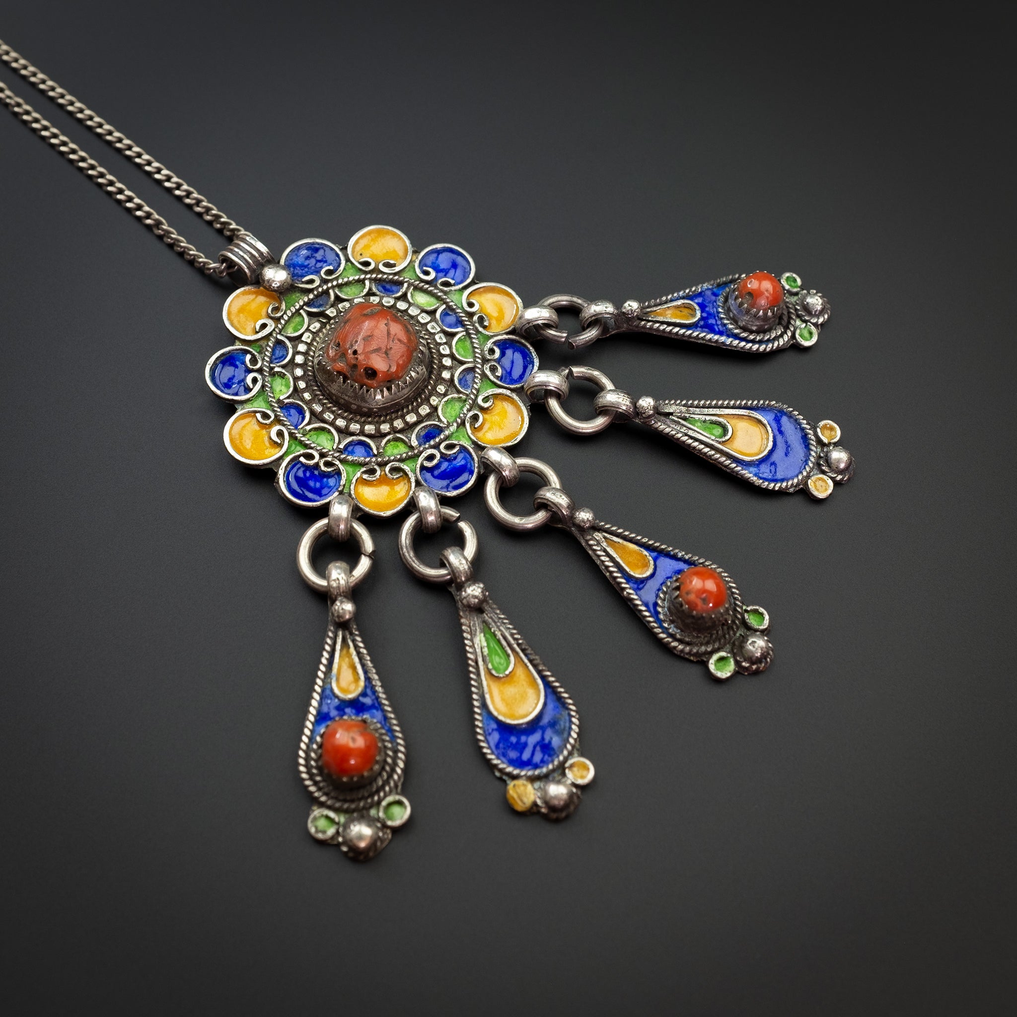 Silver Enamelled Pendant, Tiznit, Morocco