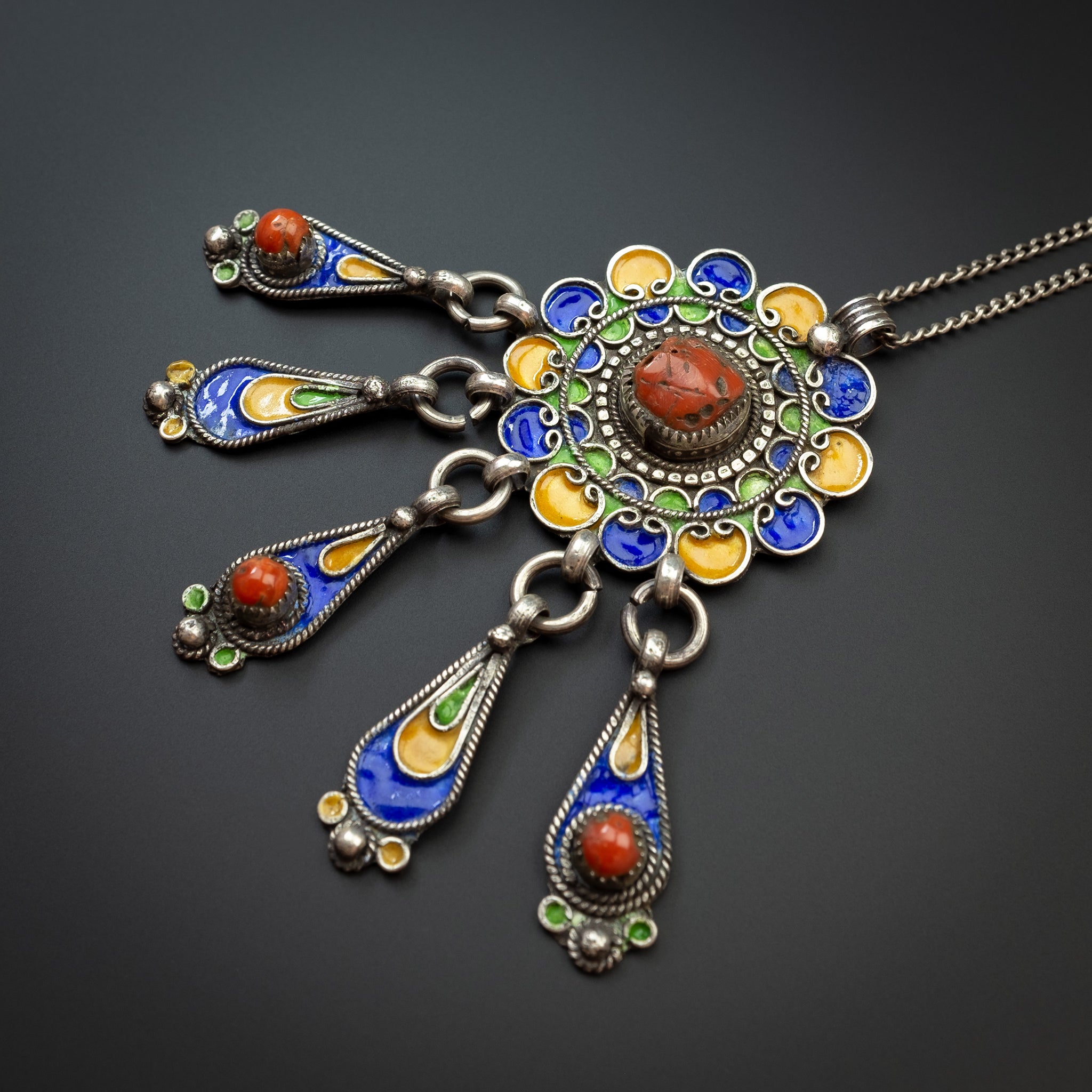 Silver Enamelled Pendant, Tiznit, Morocco