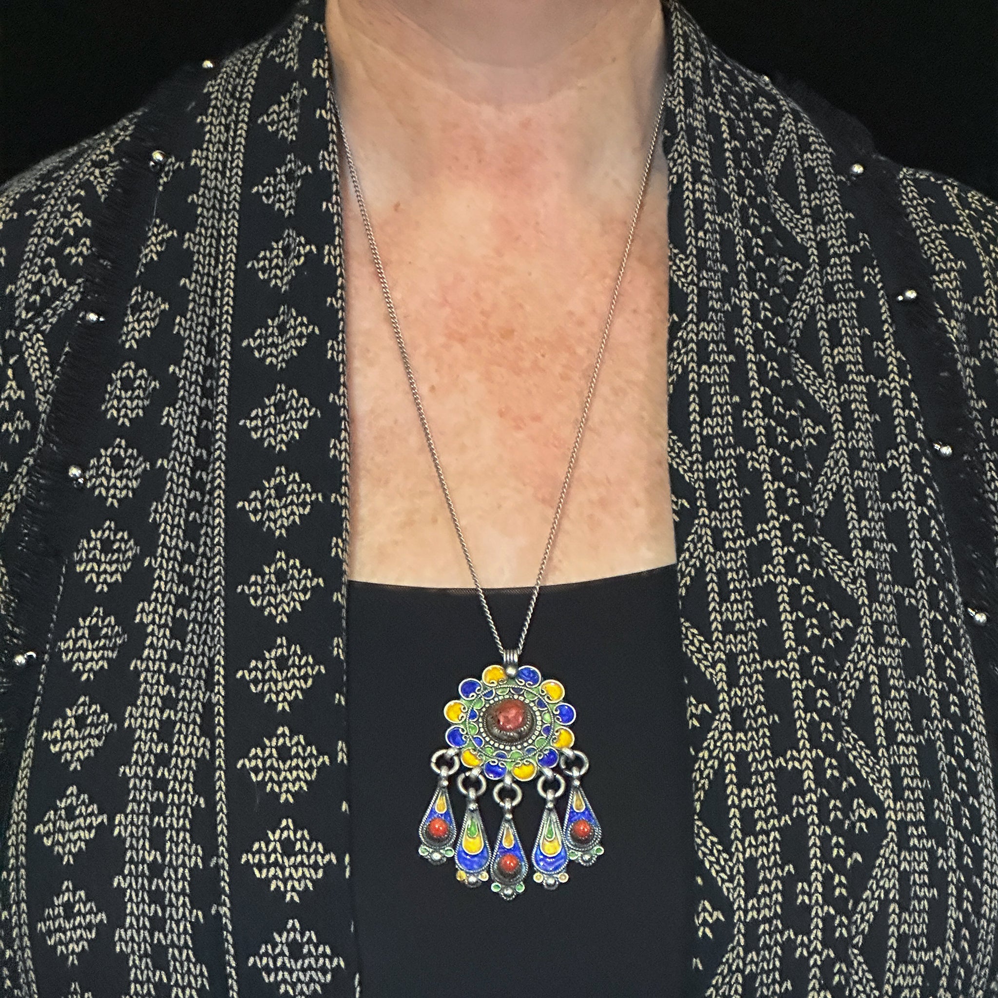 Silver Enamelled Pendant, Tiznit, Morocco
