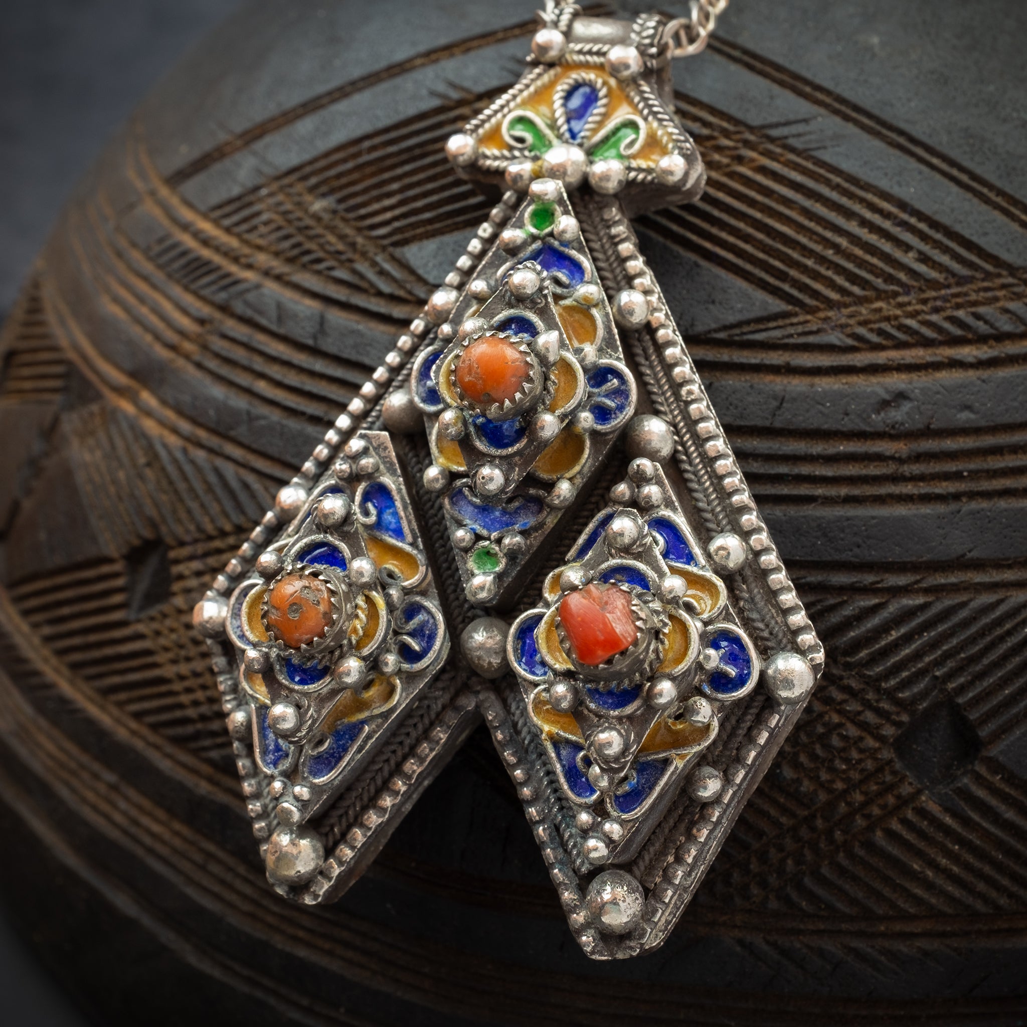 Silver Stylised Khomissar Pendant from Tiznit, Morocco