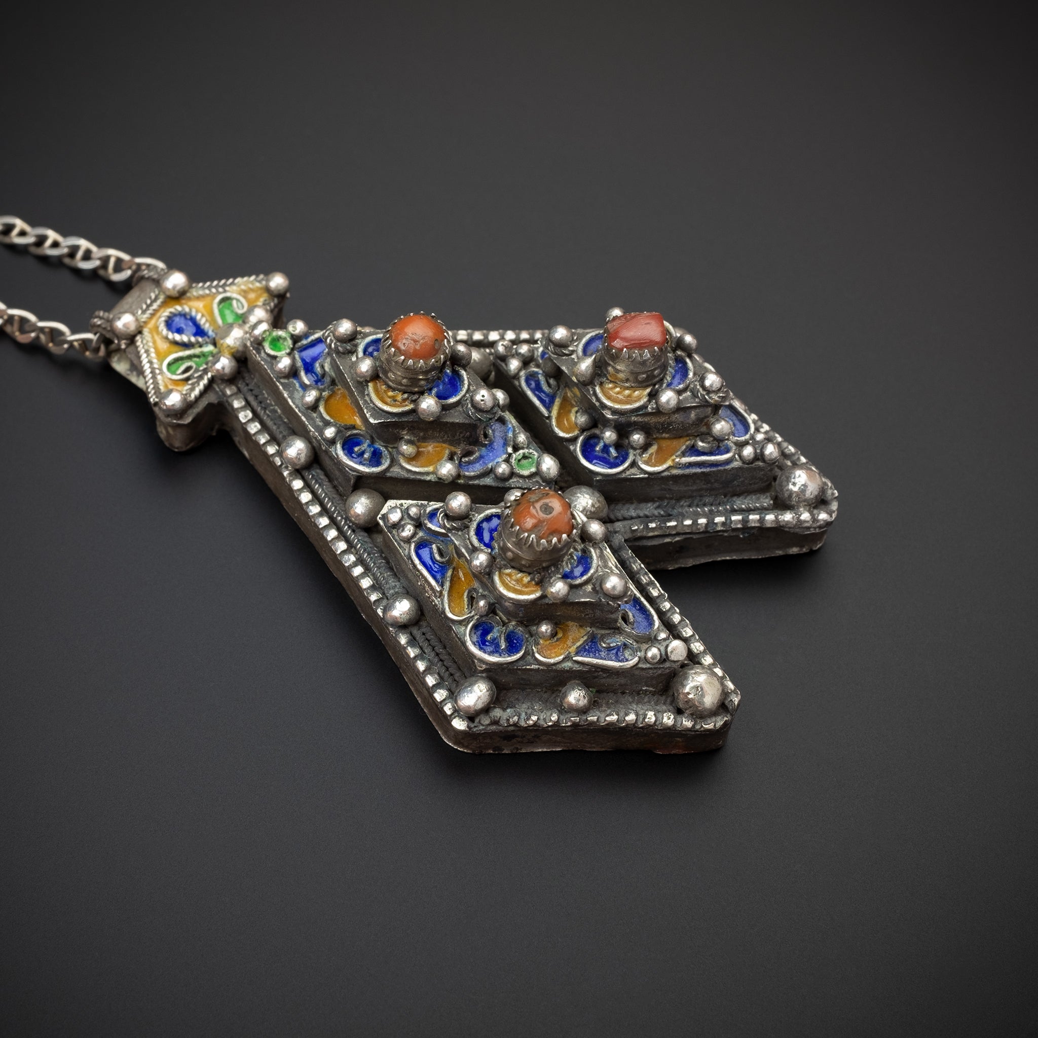 Silver Stylised Khomissar Pendant from Tiznit, Morocco