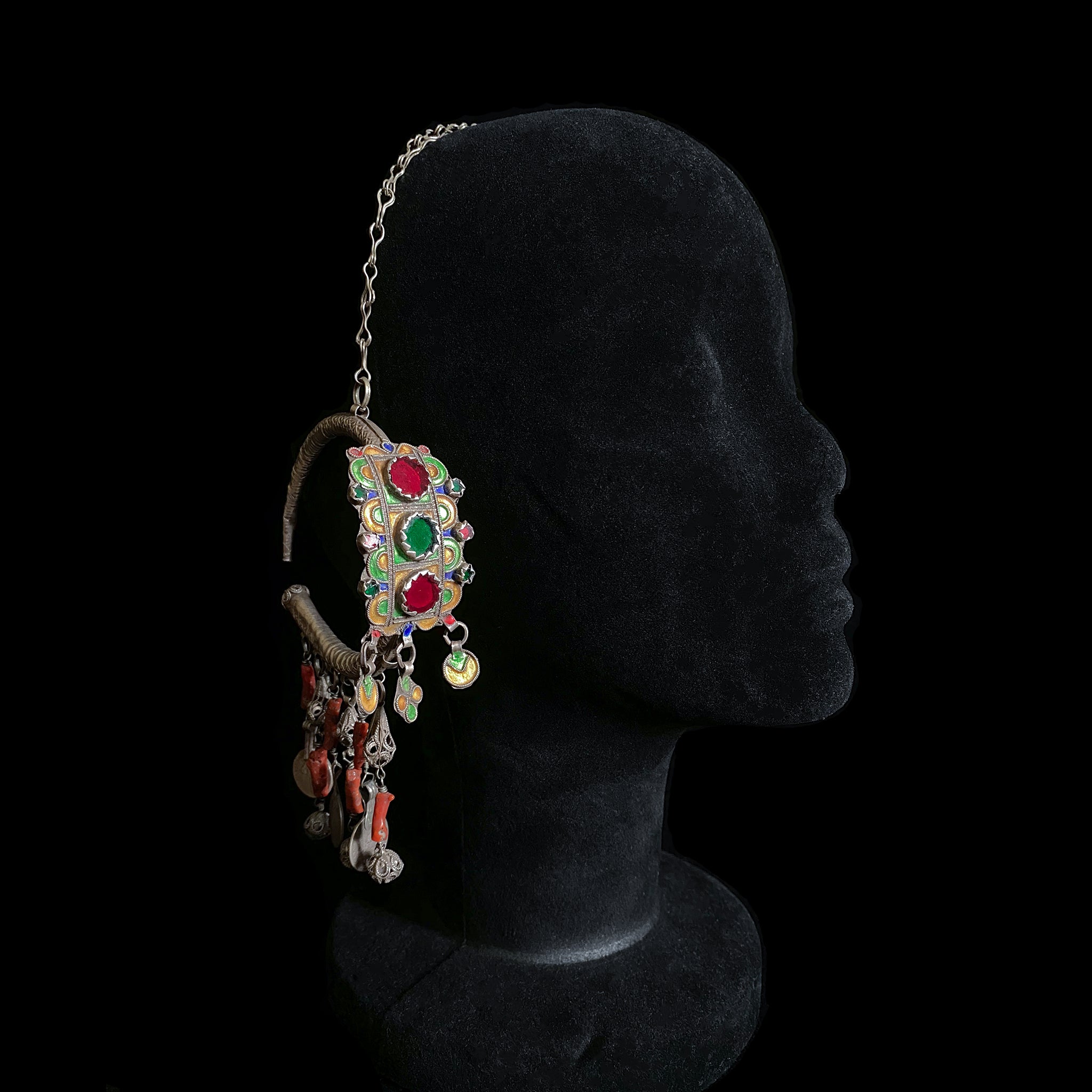 Antique silver temporal adornment from Tiznit, Morocco