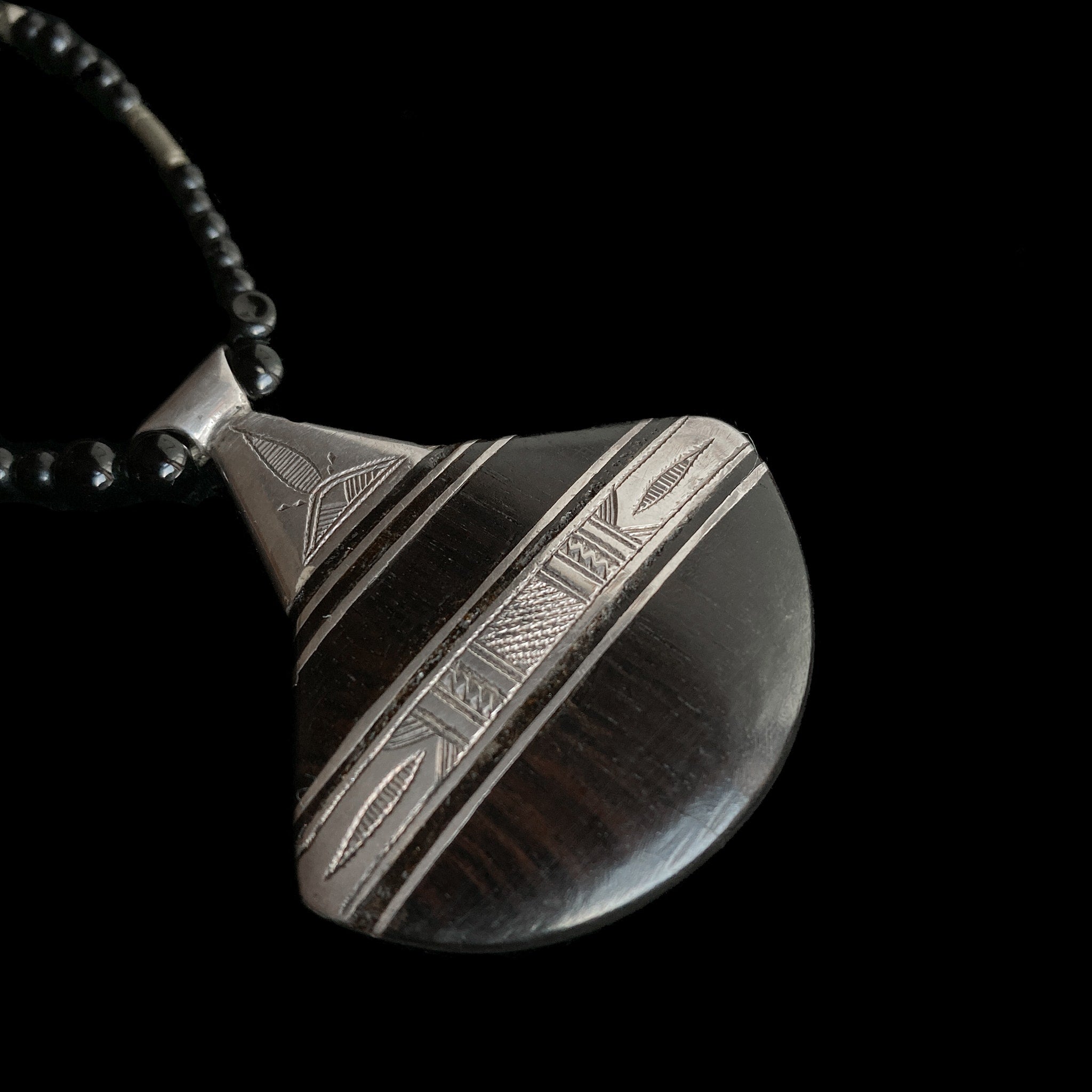 Silver and Ebony Tuareg Necklace | Vintage Ethnic Jewellery