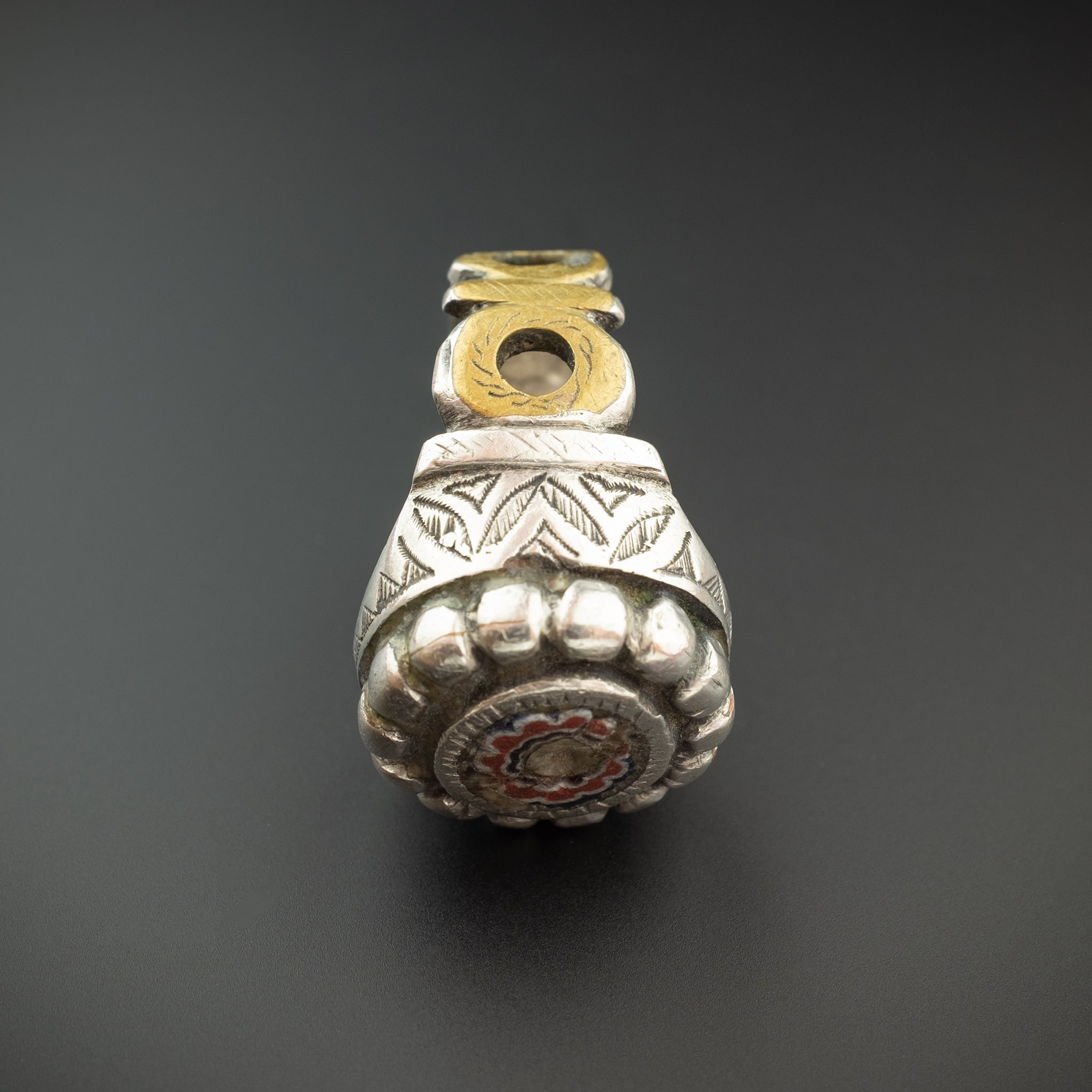Old 1950s Silver, Brass & Chevron Moroccan Berber Ring