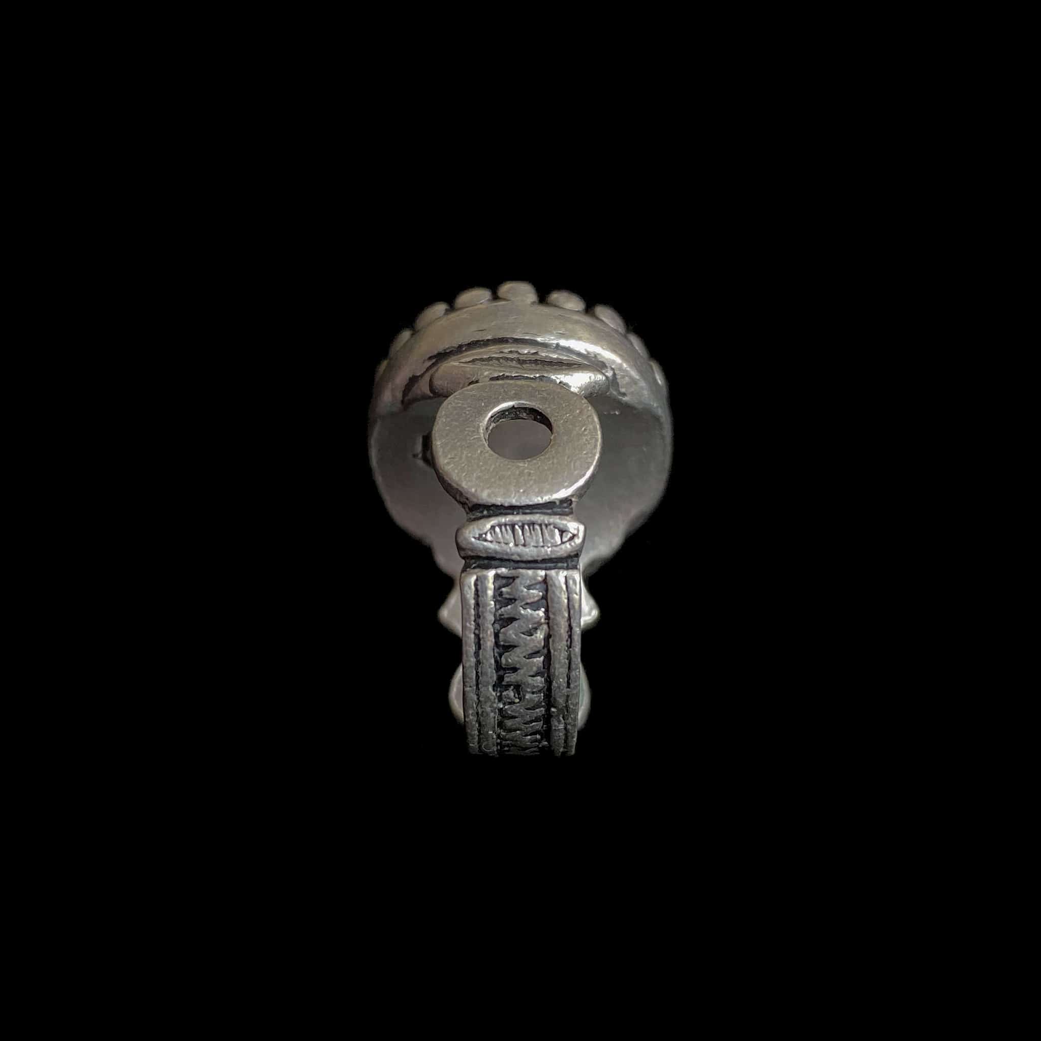 Silver Moroccan Berber Ring with Chevron Bead