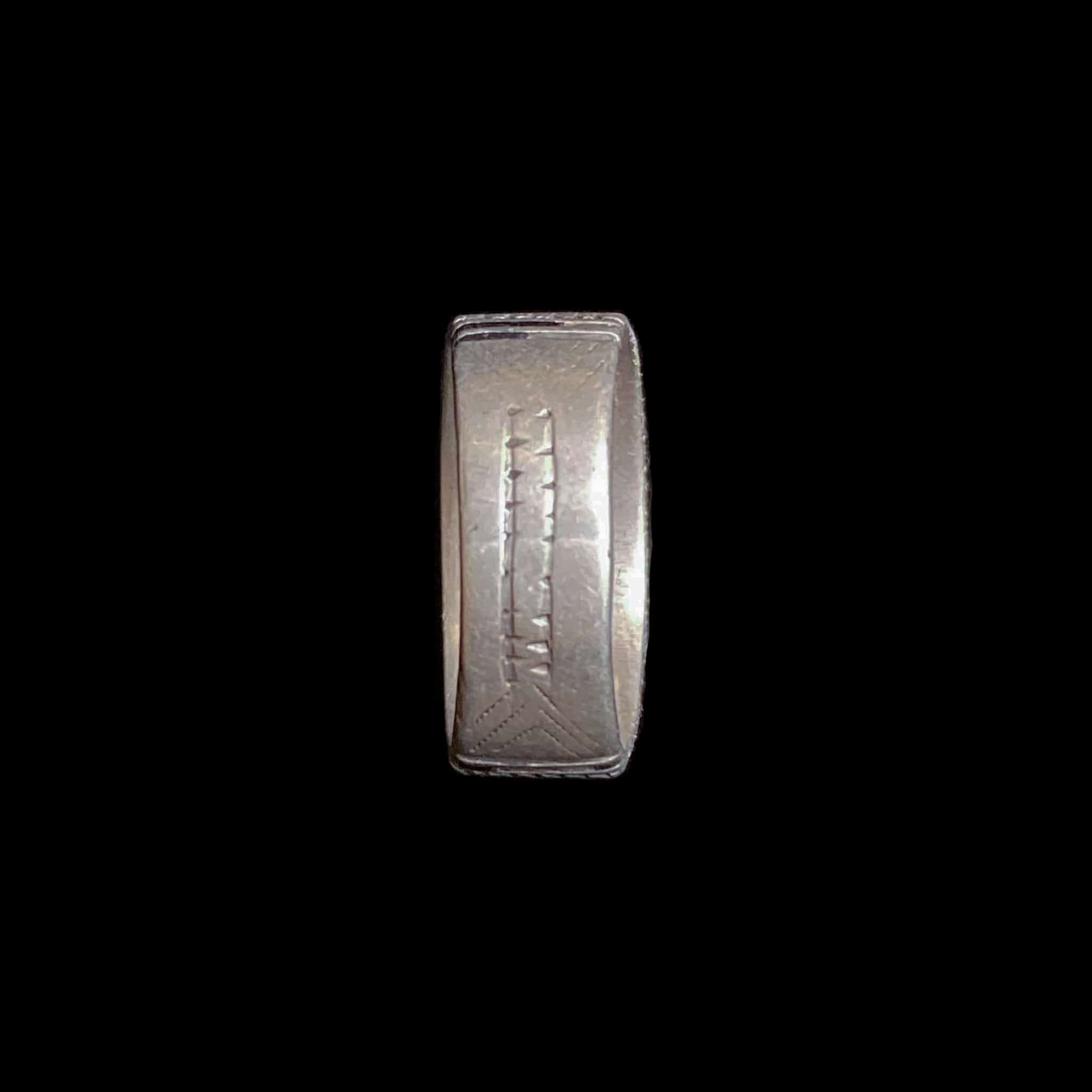 Old Silver Moroccan Berber Ring with Chevron Bead