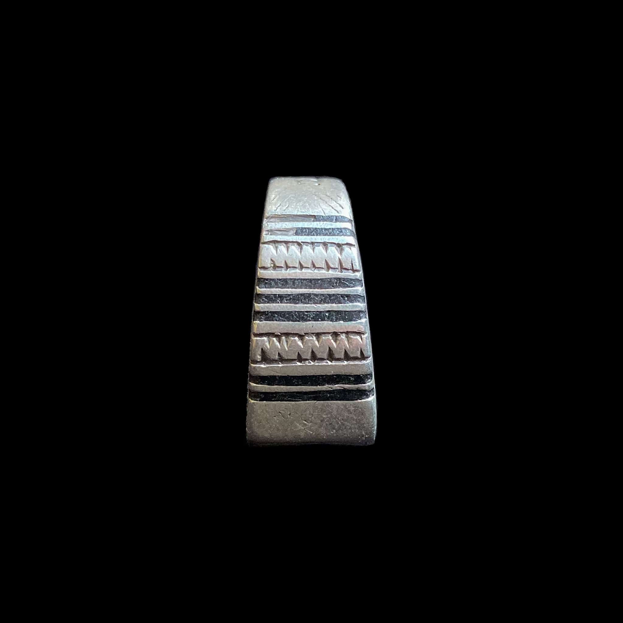 Old Silver Moroccan Berber Ring with Chevron Bead