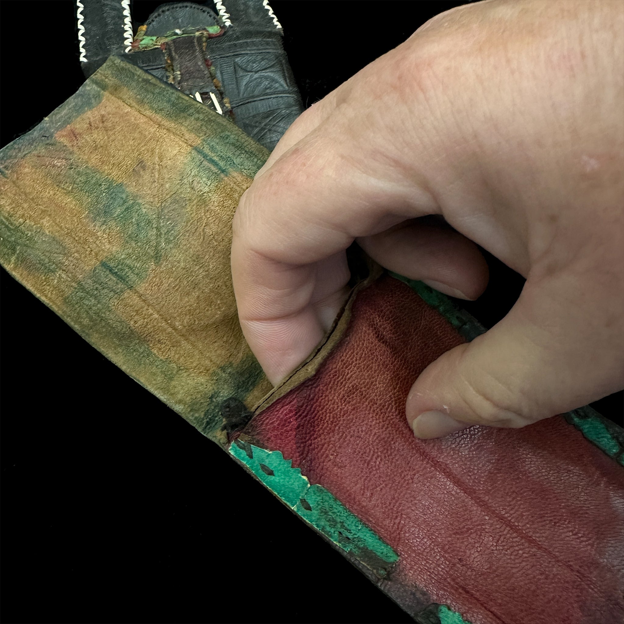 Antique Tuareg leather wallet pouch