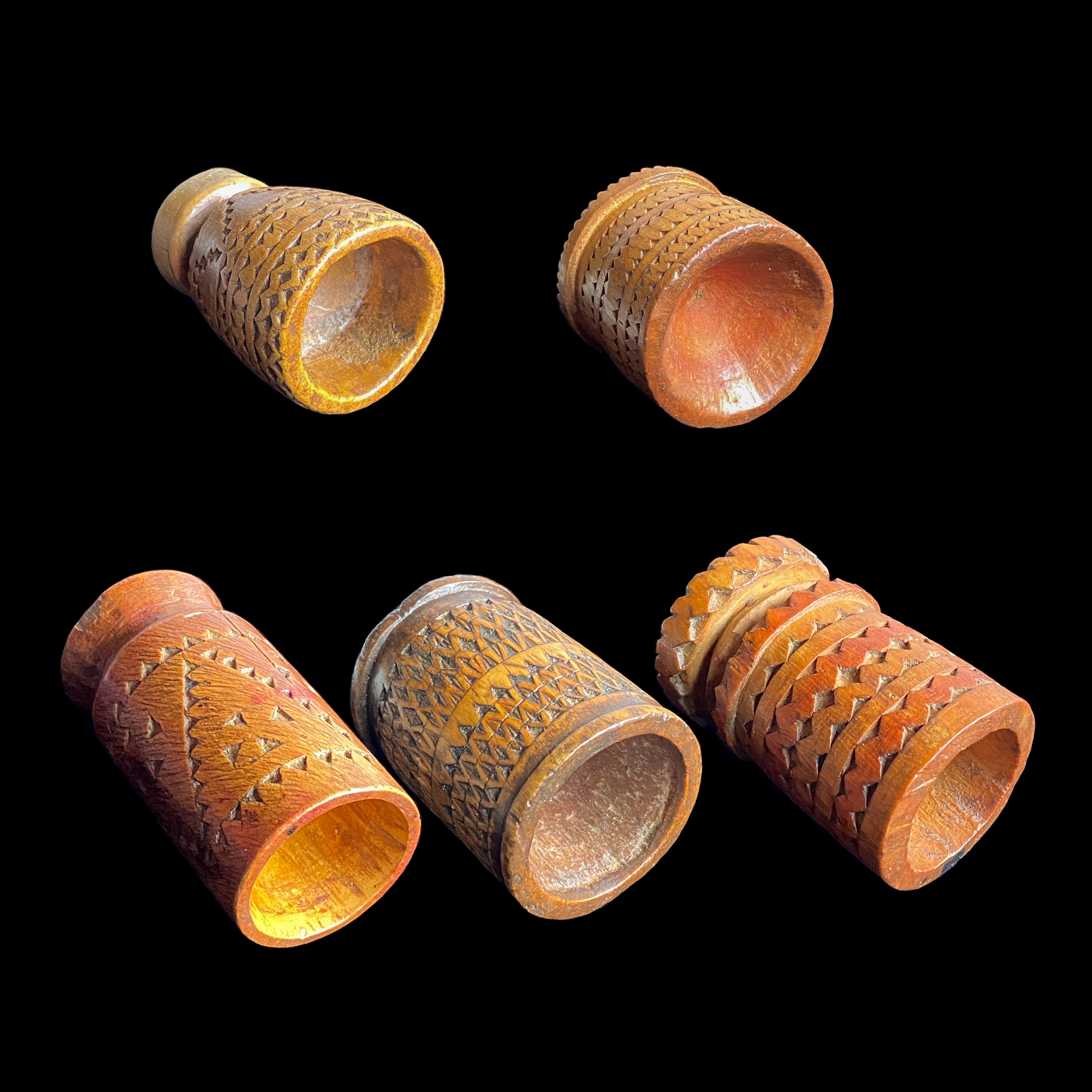 Ancien mortier berbère marocain en bois, lot de 5