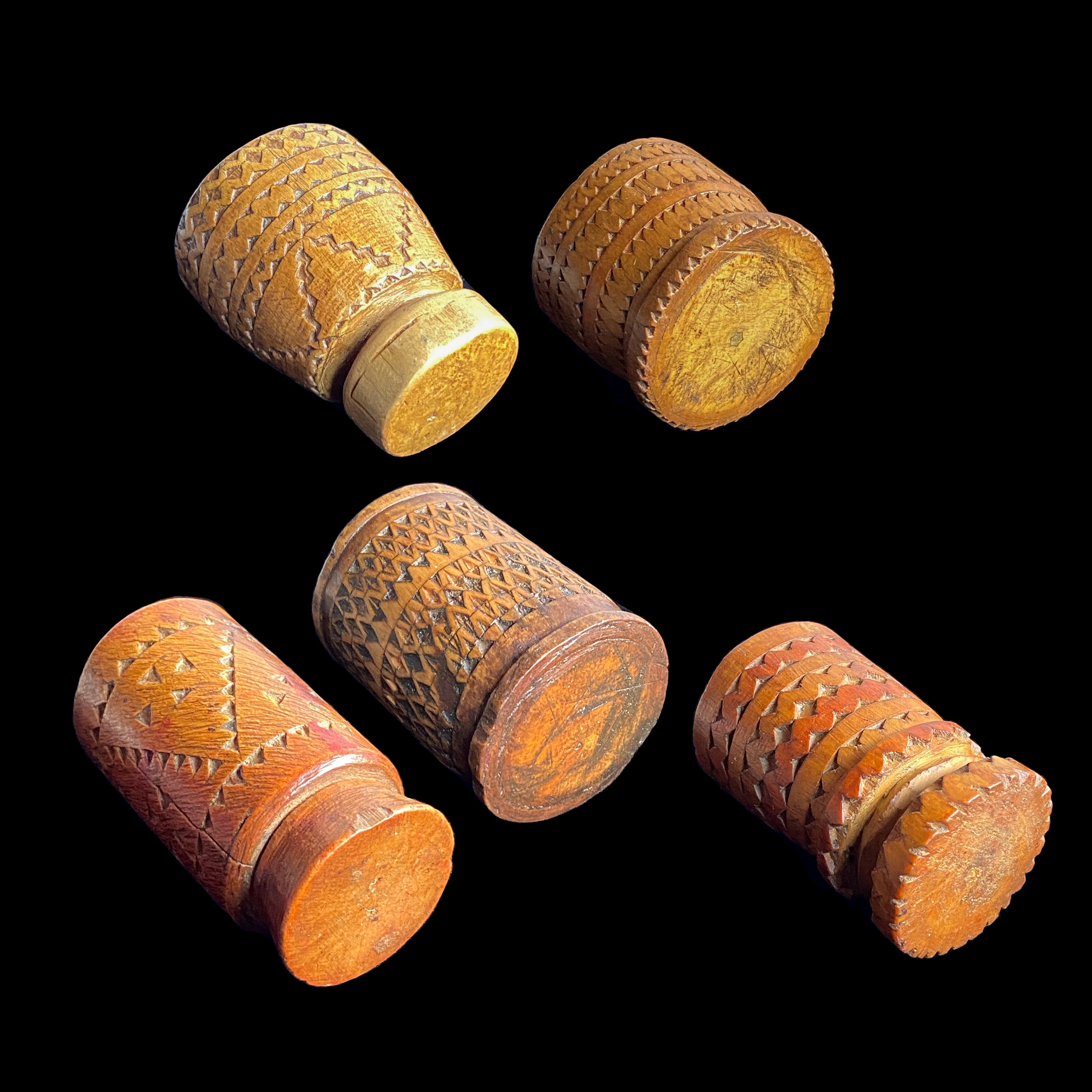 Ancien mortier berbère marocain en bois, lot de 5