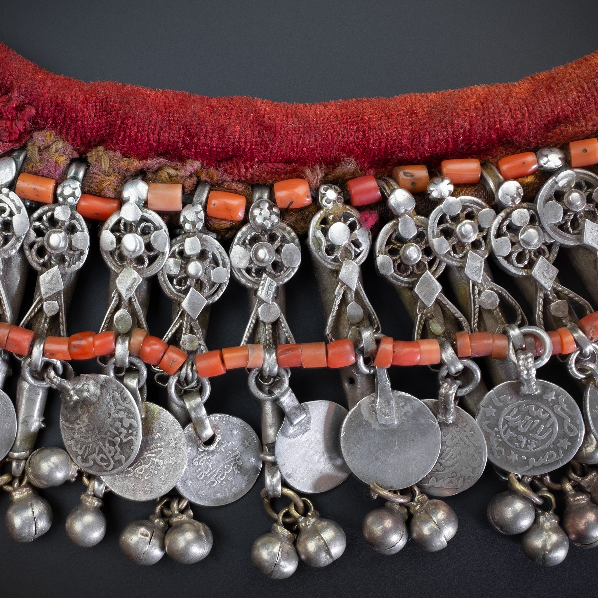 Ornate Tribal Coin Necklace - Silver - SILVER