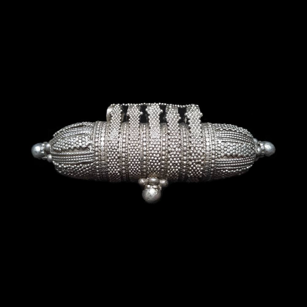 Berber Jewellery | Vintage silver cylindrical hirz from Yemen