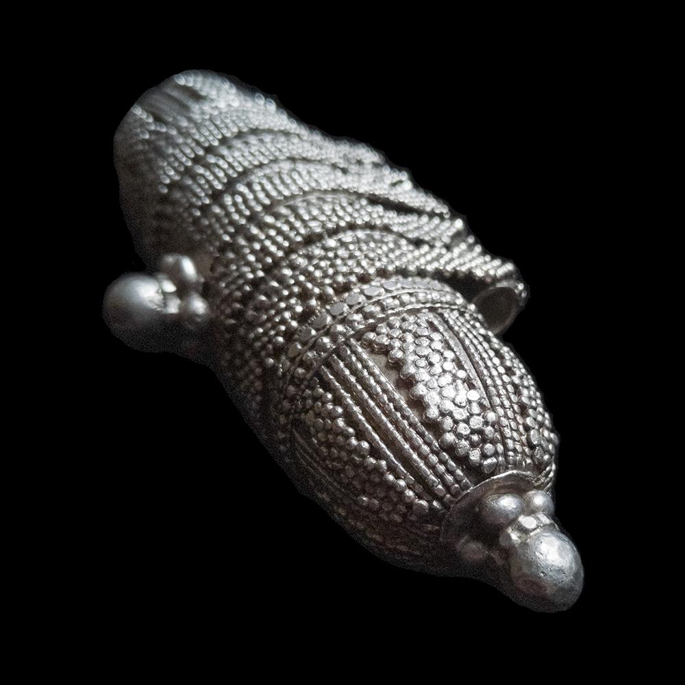 Berber Jewellery | Vintage silver cylindrical hirz from Yemen